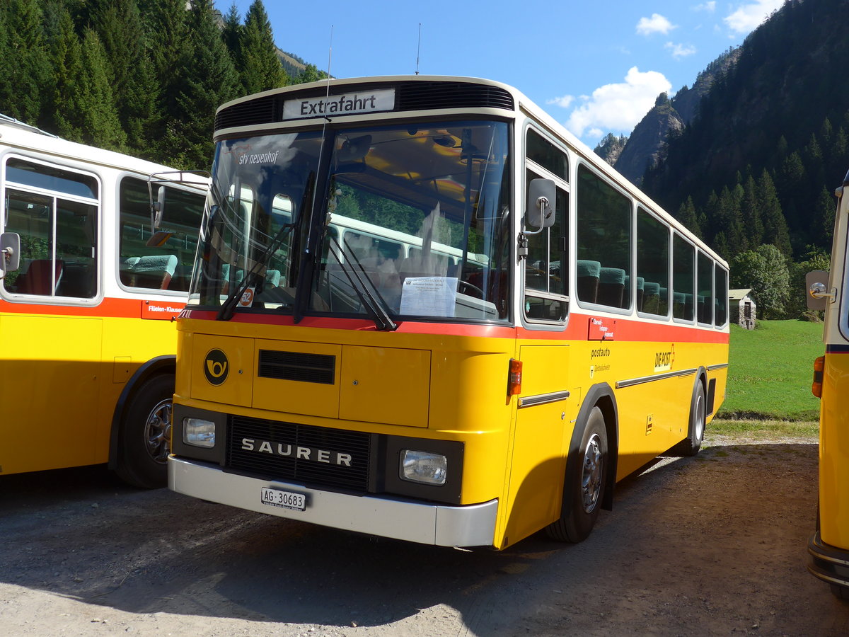 (174'676) - Voser, Neuenhof - AG 30'683 - Saurer/T�scher (ex Fischer, Roggwil; ex Mattli, Wassen) am 10. September 2016 in Campo, Saurertreffen