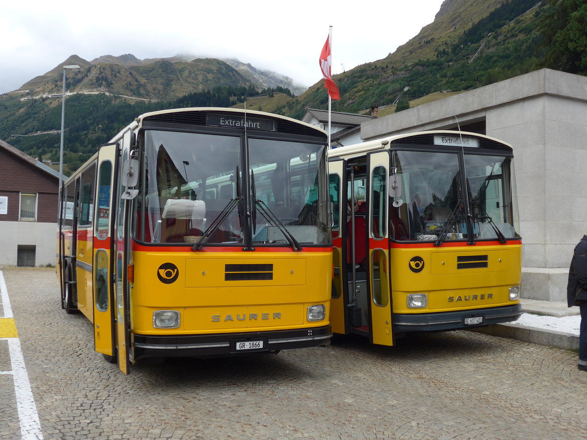(174'984) - Mark, Andeer - GR 1866 - Saurer/R&J (ex PostAuto Graub�nden; ex P 24'350) am 18. September 2016 beim Bahnhof Airolo