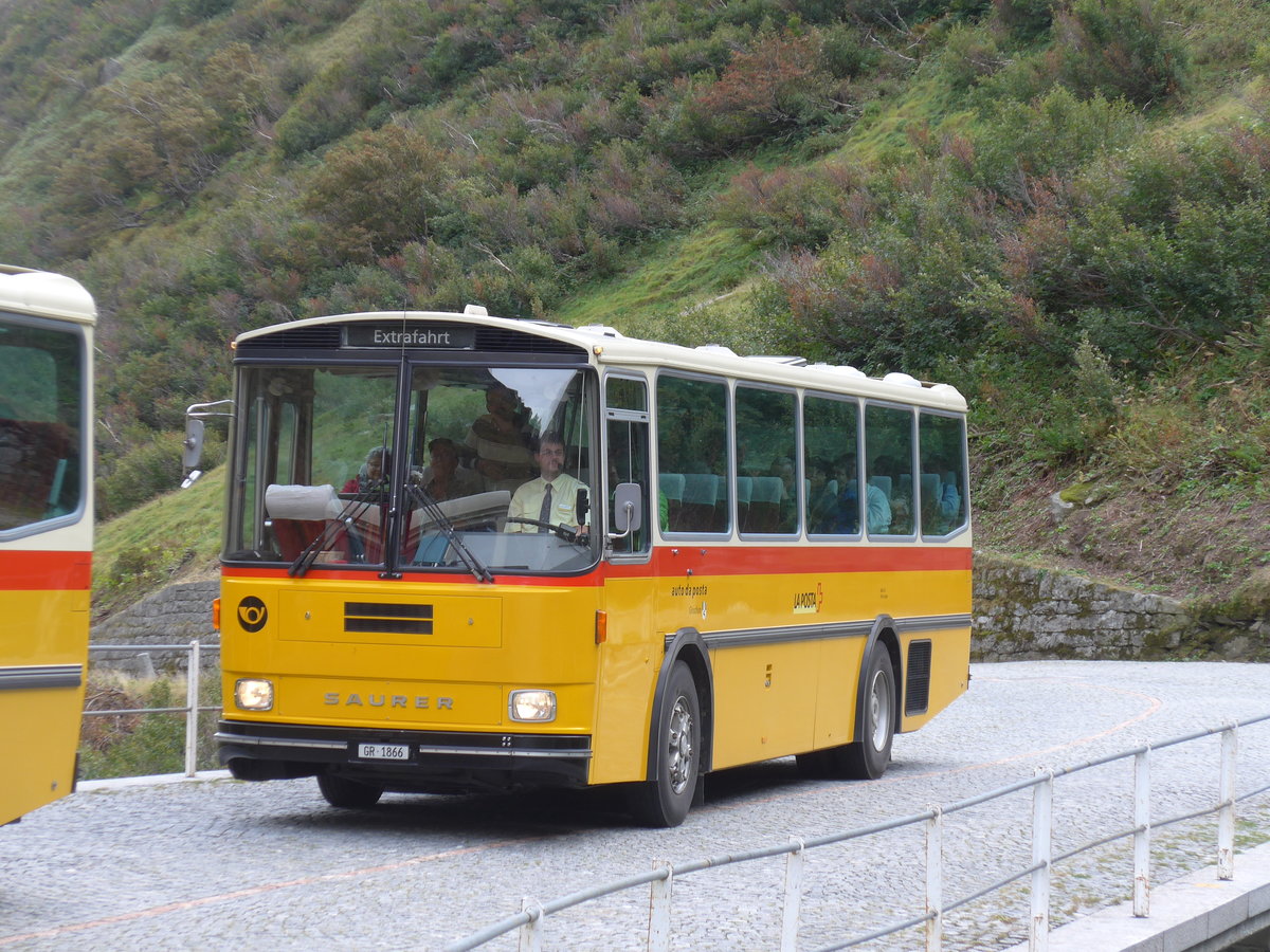 (174'991) - Mark, Andeer - GR 1866 - Saurer/R&J (ex PostAuto Graub�nden; ex P 24'350) am 18. September 2016 am Gotthard, Alte Tremolastrasse