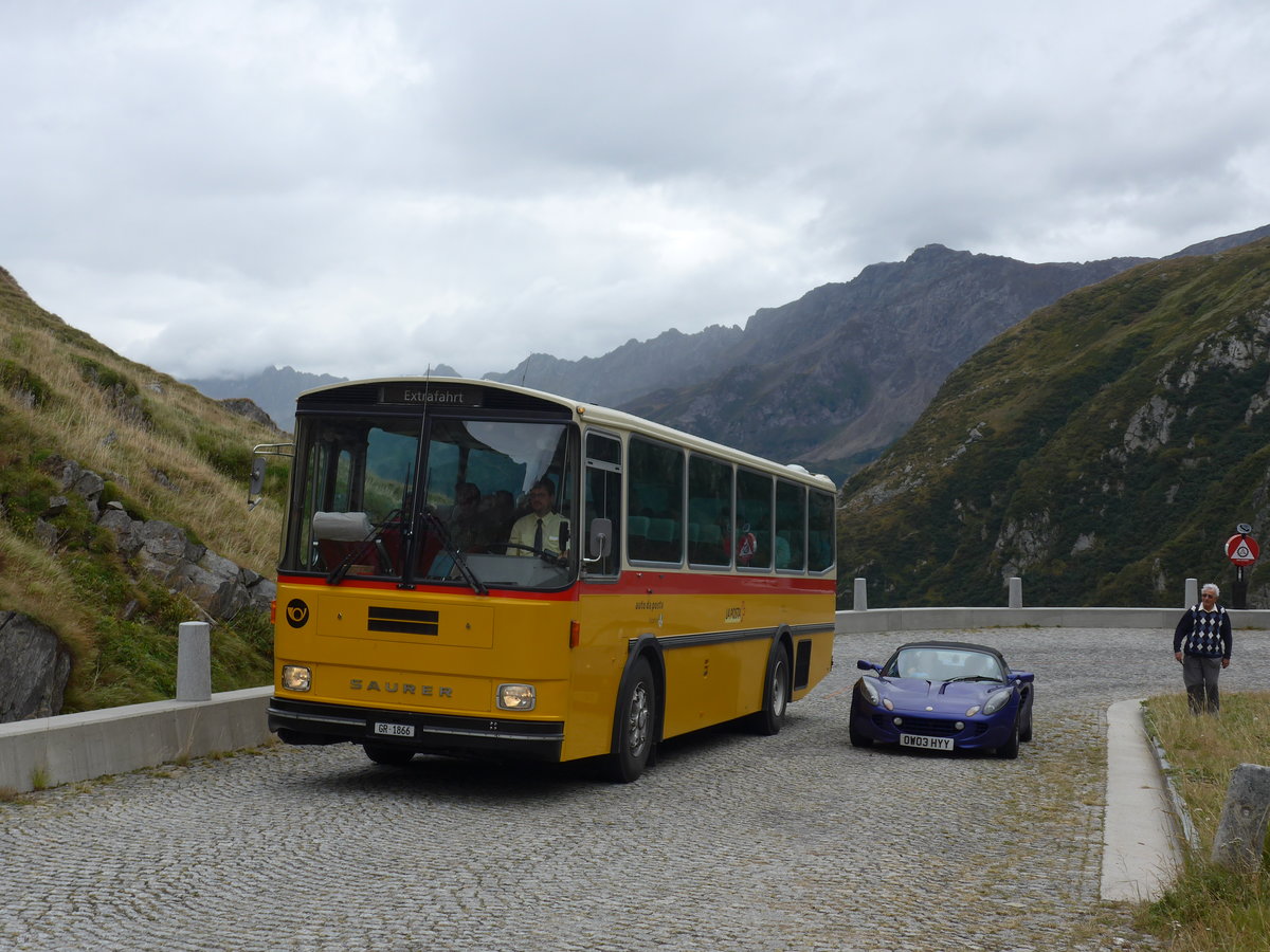 (175'004) - Mark, Andeer - GR 1866 - Saurer/R&J (ex PostAuto Graub�nden; ex P 24'350) am 18. September 2016 am Gotthard, Alte Tremolastrasse