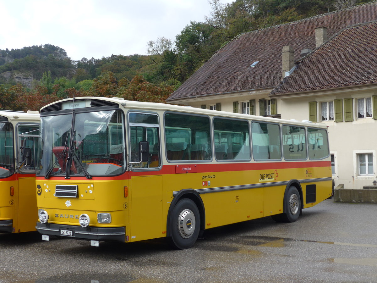 (175'320) - F�ssler, Unteriberg - Nr. 6/SZ 5232 - Saurer/R&J (ex Sch�rch, Gutenburg Nr. 6; ex P 24'358) am 2. Oktober 2016 in Oensingen, Bad Klus