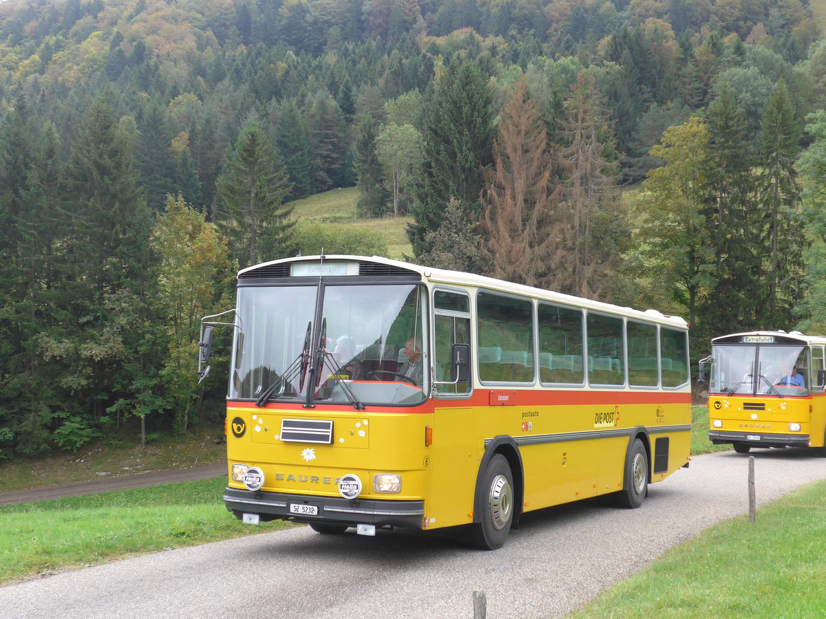 (175'334) - F�ssler, Unteriberg - Nr. 6/SZ 5232 - Saurer/R&J (ex Sch�rch, Gutenburg Nr. 6; ex P 24'358) am 2. Oktober 2016 am Scheltenpass (Solothurnerseite)