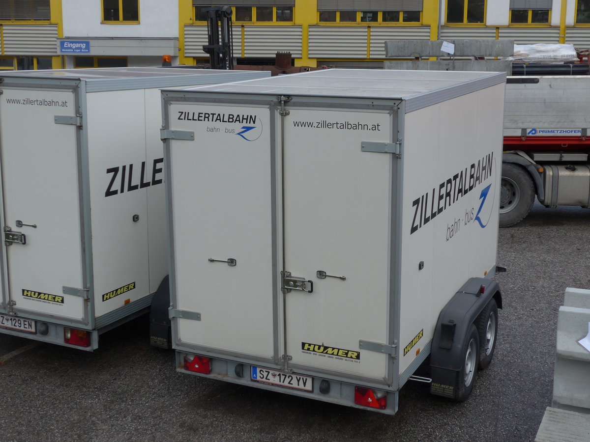 (176'015) - ZVB Jenbach - SZ 172 YV - Humer Gep�ckanh�nger am 20. Oktober 2016 in Jenbach, Garage