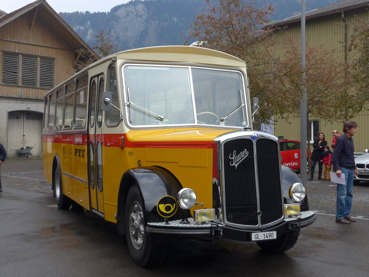 (176'312) - Biegger, Uster - Nr. 10/GL 1490 - Saurer/R&J (ex Sidler, Sempach) am 23. Oktober 2016 in Ziegelbr�cke, Museum