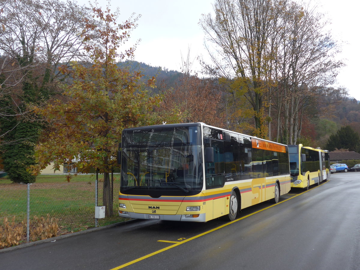 (176'706) - STI Thun - Nr. 111/BE 700'111 - MAN am 17. November 2016 bei der Schiffl�ndte Thun