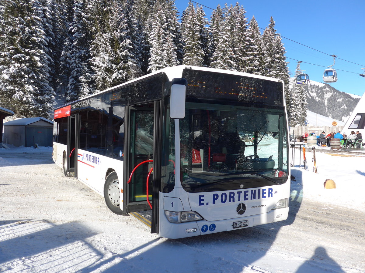 (178'004) - Portenier, Adelboden - Nr. 1/BE 27'928 - Mercedes (ex FRA-Bus, D-Frankfurt) am 9. Januar 2017 in Adelboden, Bergl�ger