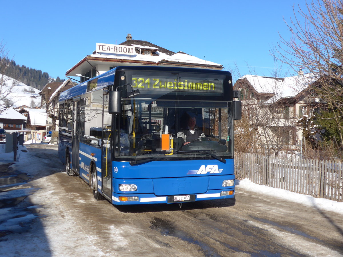 (178'140) - AFA Adelboden - Nr. 56/BE 611'030 - MAN/G�ppel am 22. Januar 2017 beim Bahnhof Zweisimmen
