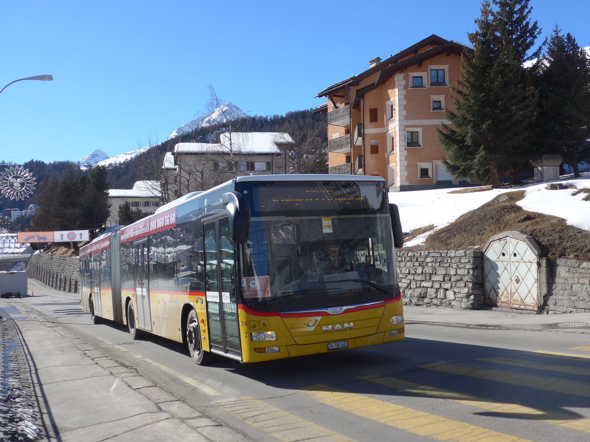 (178'629) - PostAuto Z�rich - Nr. 314/ZH 780'683 - MAN am 18. Februar 2017 beim Bahnhof St. Moritz
