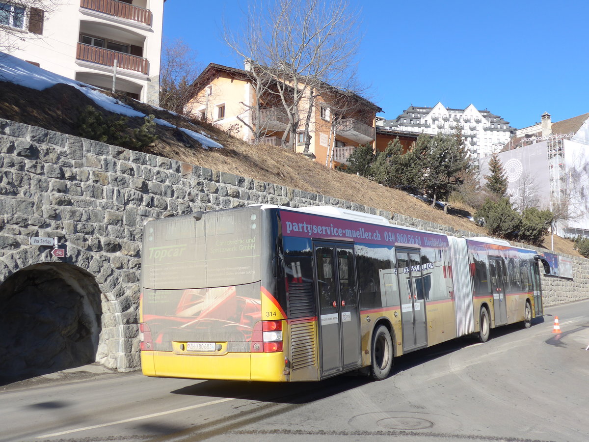 (178'649) - PostAuto Z�rich - Nr. 314/ZH 780'683 - MAN am 18. Februar 2017 beim Bahnhof St. Moritz