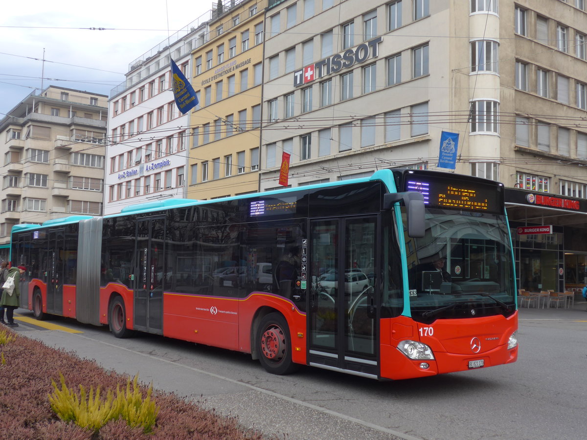 (178'778) - VB Biel - Nr. 170/BE 821'170 - Mercedes am 4. M�rz 2017 beim Bahnhof Biel