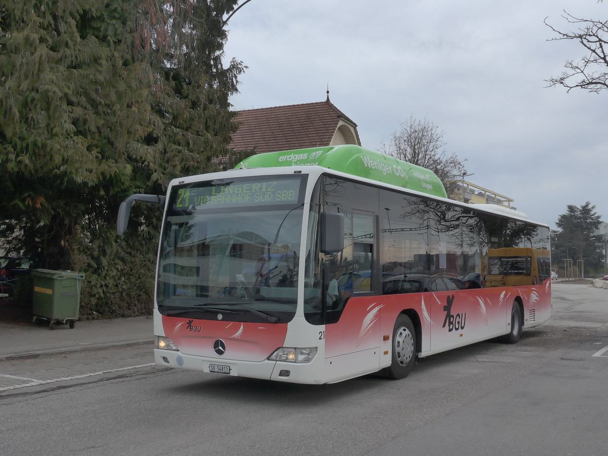(178'781) - BGU Grenchen - Nr. 21/SO 54'813 - Mercedes am 4. M�rz 2017 beim Bahnhof Grenchen S�d
