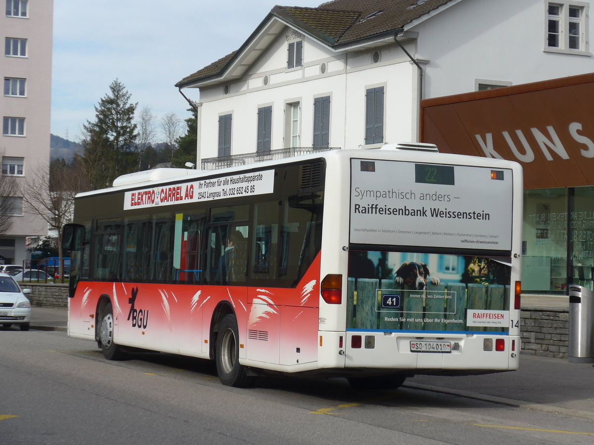 (178'803) - BGU Grenchen - Nr. 14/SO 104'010 - Mercedes am 4. M�rz 2017 beim Bahnhof Grenchen S�d