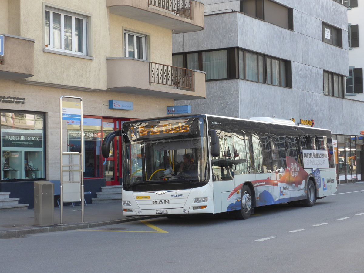 (178'977) - PostAuto Wallis - VS 449'117 - MAN am 12. M�rz 2017 beim Bahnhof Brig