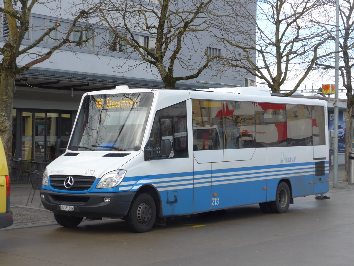 (179'216) - WilMobil, Wil - Nr. 213/SG 381'889 - Mercedes/Kutsenits am 23. M�rz 2017 beim Bahnhof Wil