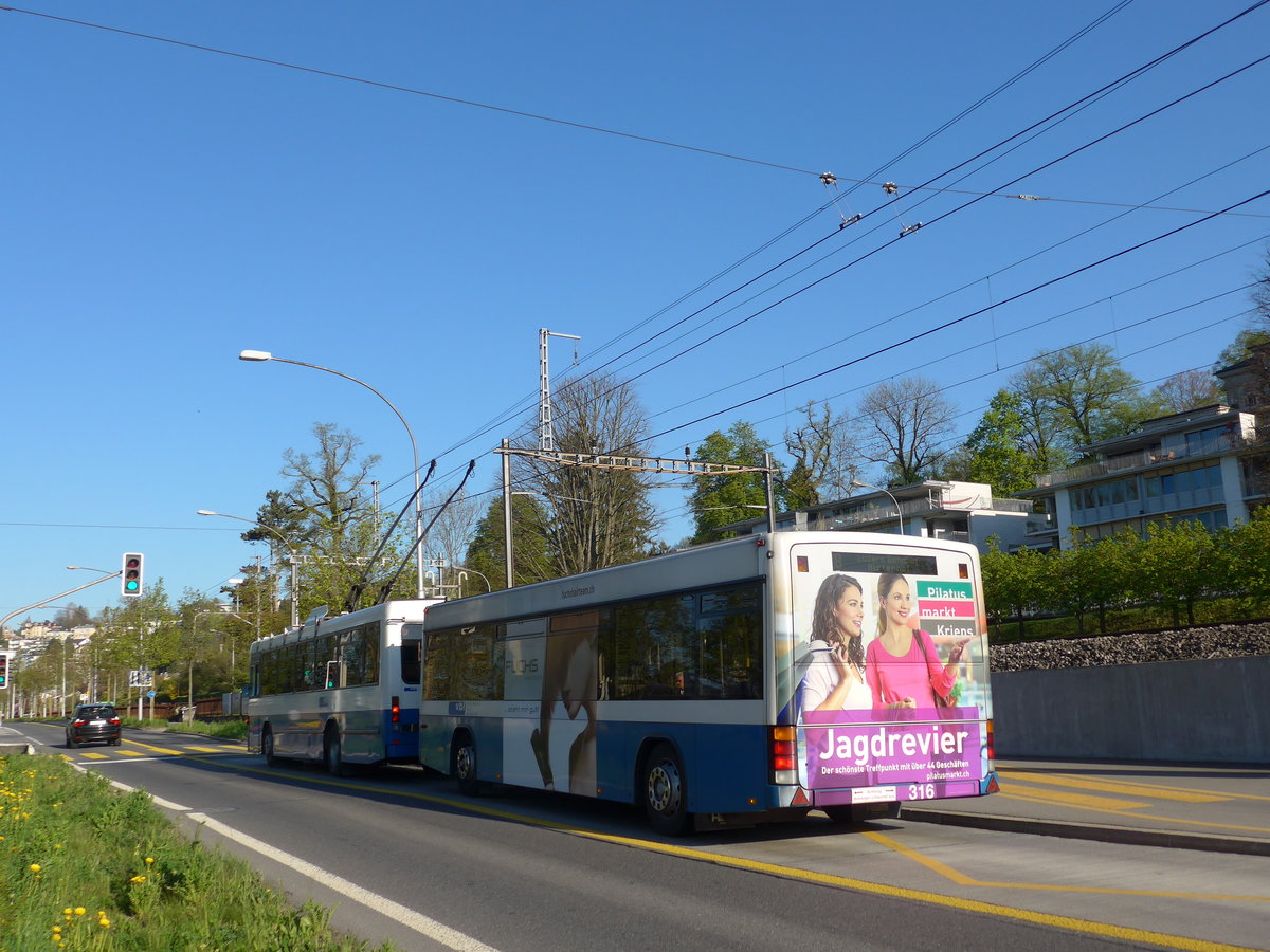(179'378) - VBL Luzern - Nr. 316 - Lanz+Marti/Hess Personenanh�nger am 10. April 2017 in Luzern, Verkehrshaus
