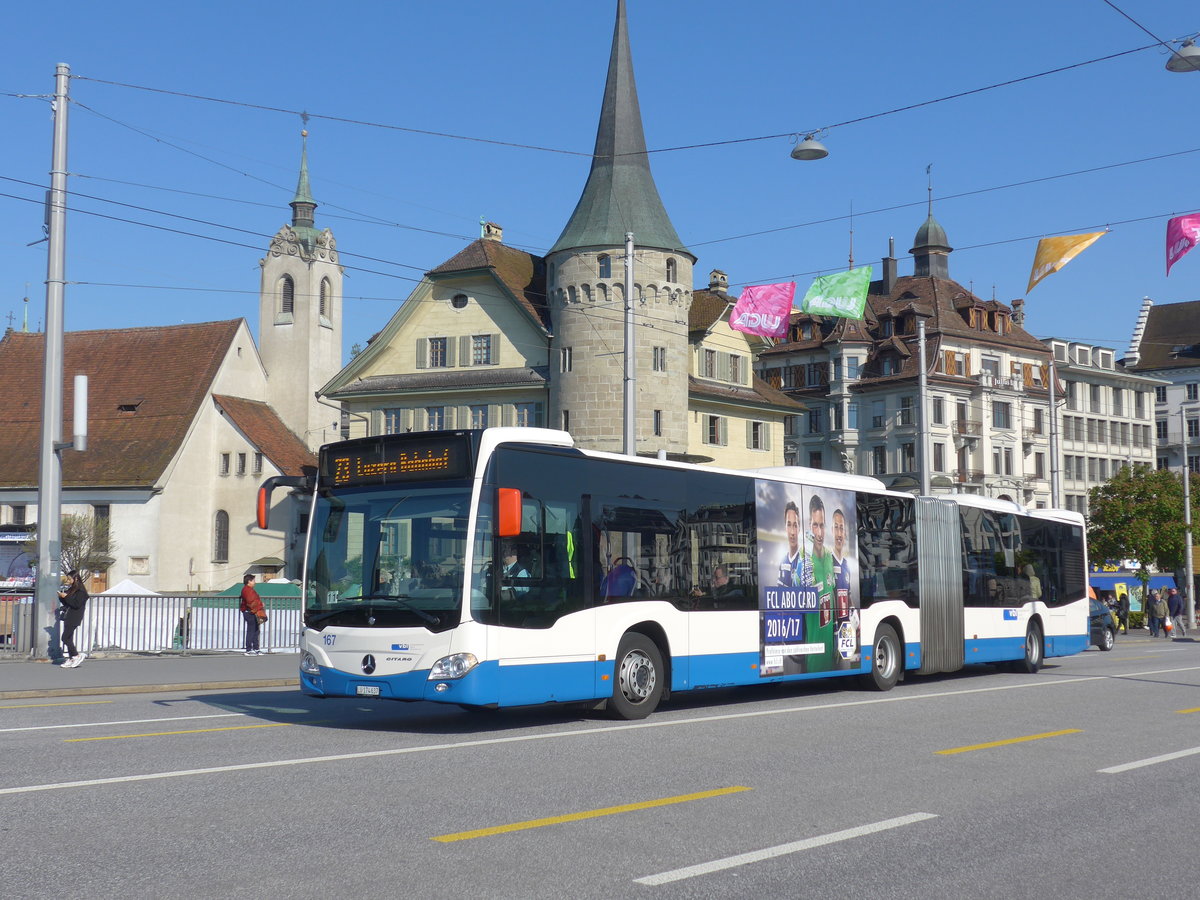 (179'751) - VBL Luzern - Nr. 167/LU 174'637 - Mercedes am 29. April 2017 in Luzern, Bahnhofbr�cke