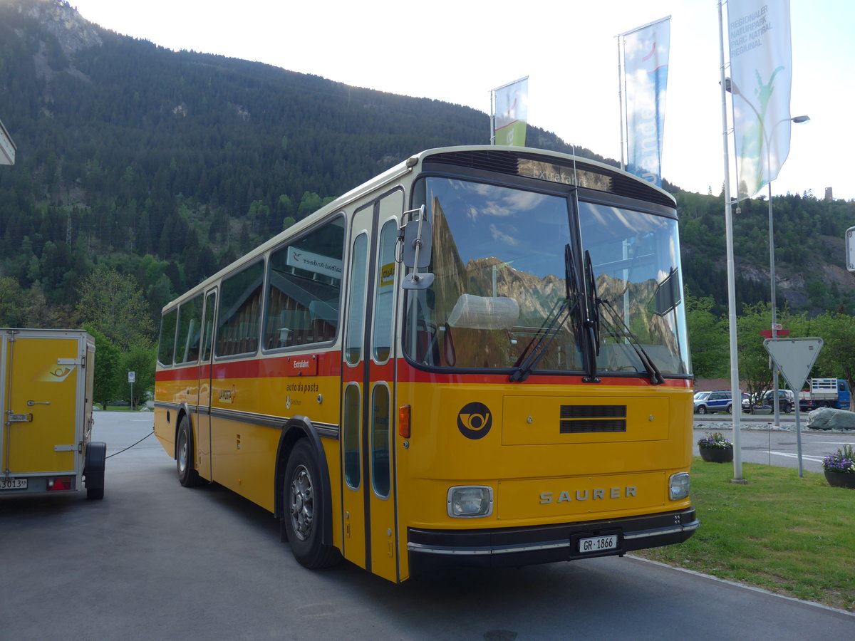 (180'428) - Mark, Andeer - GR 1866 - Saurer/R&J (ex PostAuto Graub�nden; ex P 24'350) am 22. Mai 2017 in Andeer, Garage