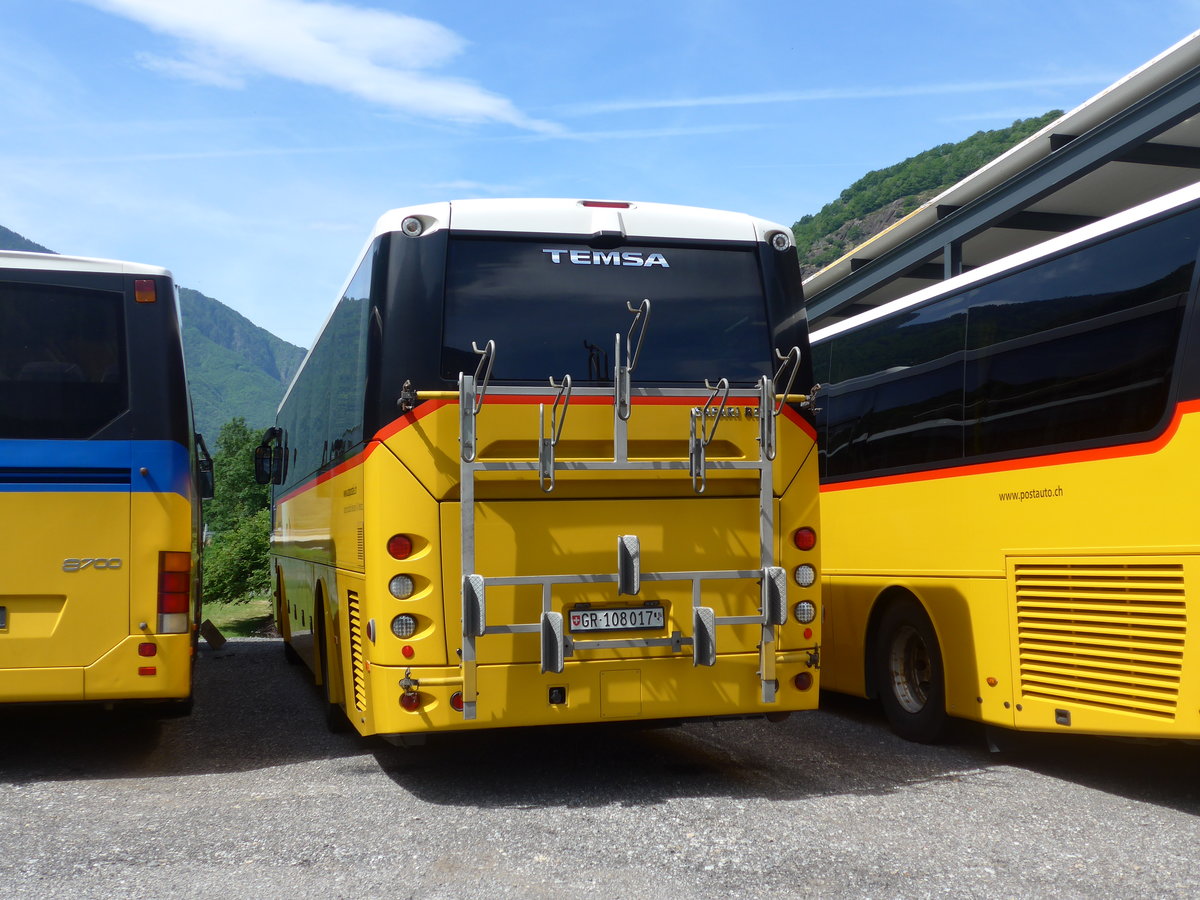 (180'513) - TpM, Mesocco - Nr. 17/GR 108'017 - Temsa (ex AutoPostale Ticino) am 23. Mai 2017 in Grono, Garage