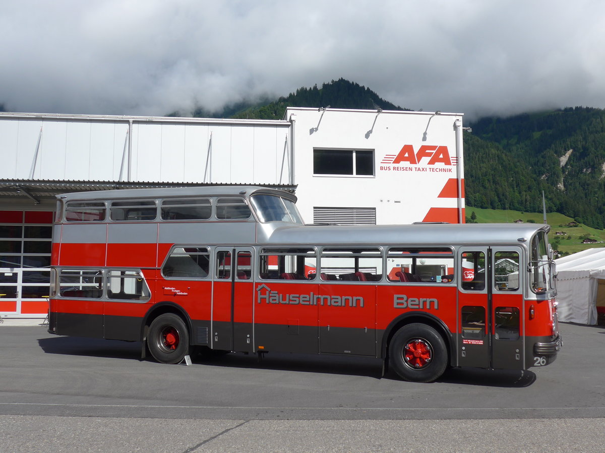 (181'635) - H�uselmann, Bern - Nr. 26/BE 1322 U - FBW/Vetter-R&J Anderthalbdecker (ex AFA Adelboden Nr. 9) am 1. Juli 2017 in Frutigen, Garage AFA