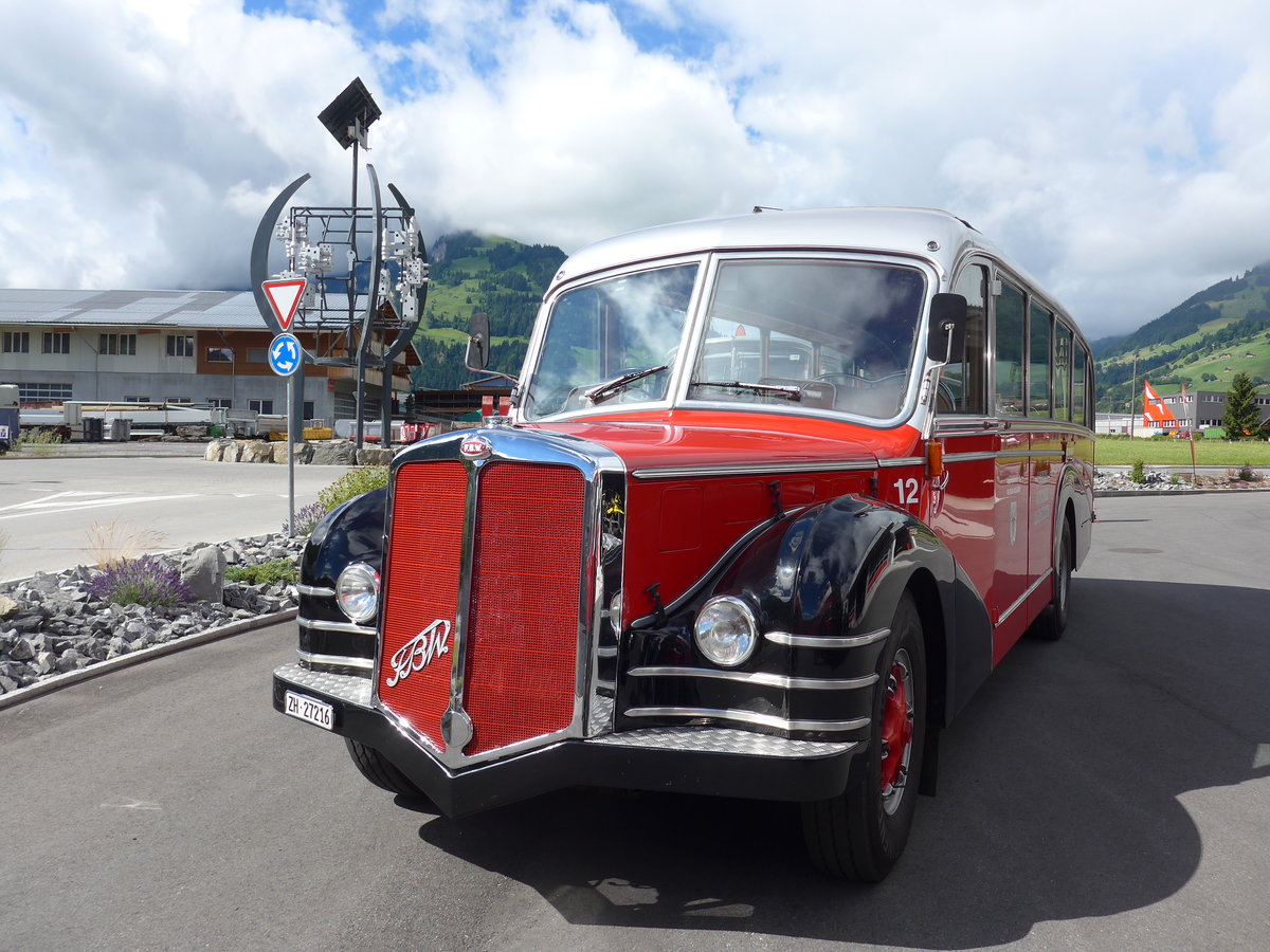 (181'659) - Meier, Gr�t - Nr. 12/ZH 27'216 - FBW/R&J (ex Wespe, Altst�tten; ex AFA Adelboden Nr. 12) am 1. Juli 2017 in Frutigen, Garage AFA