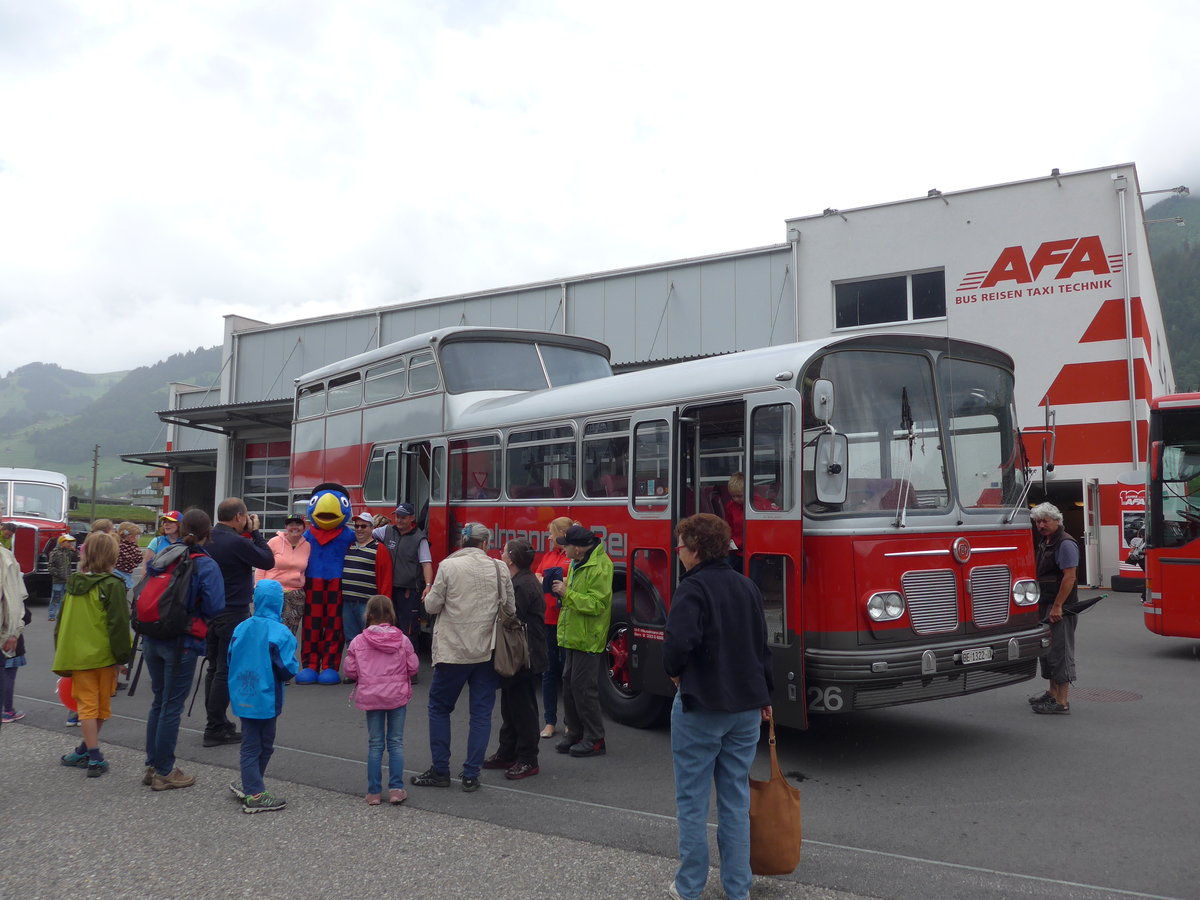(181'702) - H�uselmann, Bern - Nr. 26/BE 1322 U - FBW/Vetter-R&J Anderthalbdecker (ex AFA Adelboden Nr. 9) am 1. Juli 2017 in Frutigen, Garage AFA (mit Globi)