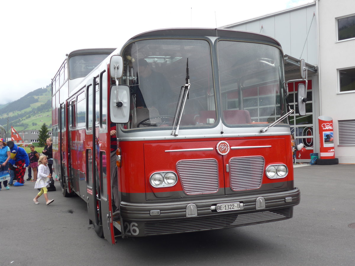 (181'708) - H�uselmann, Bern - Nr. 26/BE 1322 U - FBW/Vetter-R&J Anderthalbdecker (ex AFA Adelboden Nr. 9) am 1. Juli 2017 in Frutigen, Garage AFA