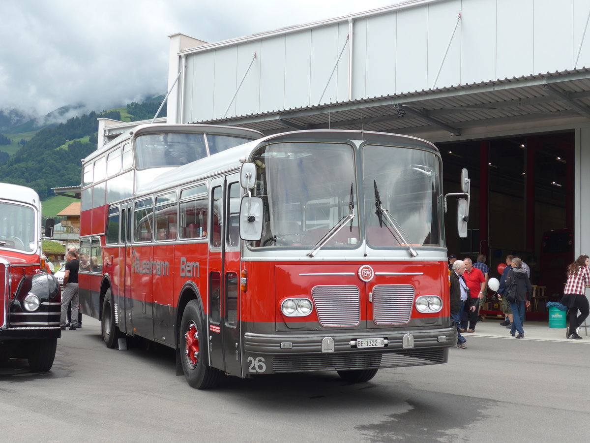(181'710) - H�uselmann, Bern - Nr. 26/BE 1322 U - FBW/Vetter-R&J Anderthalbdecker (ex AFA Adelboden Nr. 9) am 1. Juli 2017 in Frutigen, Garage AFA