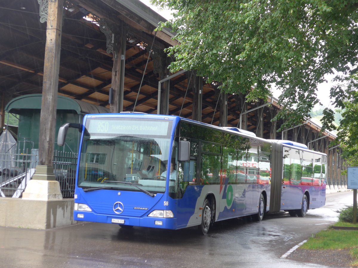 (181'973) - VZO Gr�ningen - Nr. 58/ZH 416'358 - Mercedes am 10. Juli 2017 beim Bahnhof Bauma