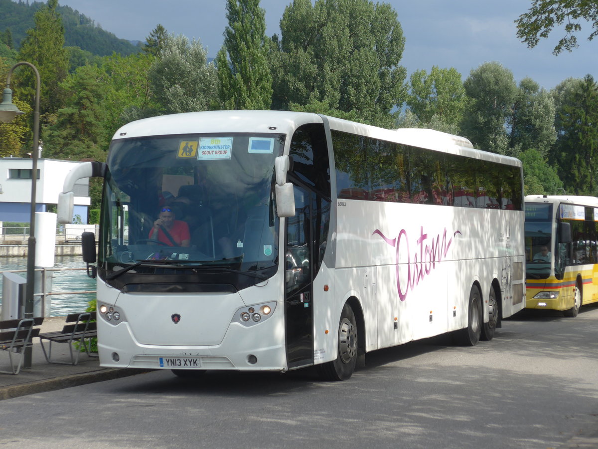 (182'465) - Aus England: Astons, Worcester - YN13 XYK - Scania am 31. Juli 2017 bei der Schiffl�ndte Thun