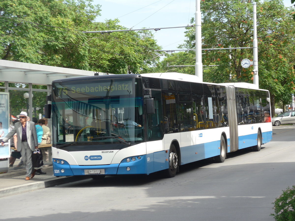 (182'665) - VBZ Z�rich - Nr. 531/ZH 730'531 - Neoplan am 3. August 2017 in Z�rich, Schwamendingerplatz