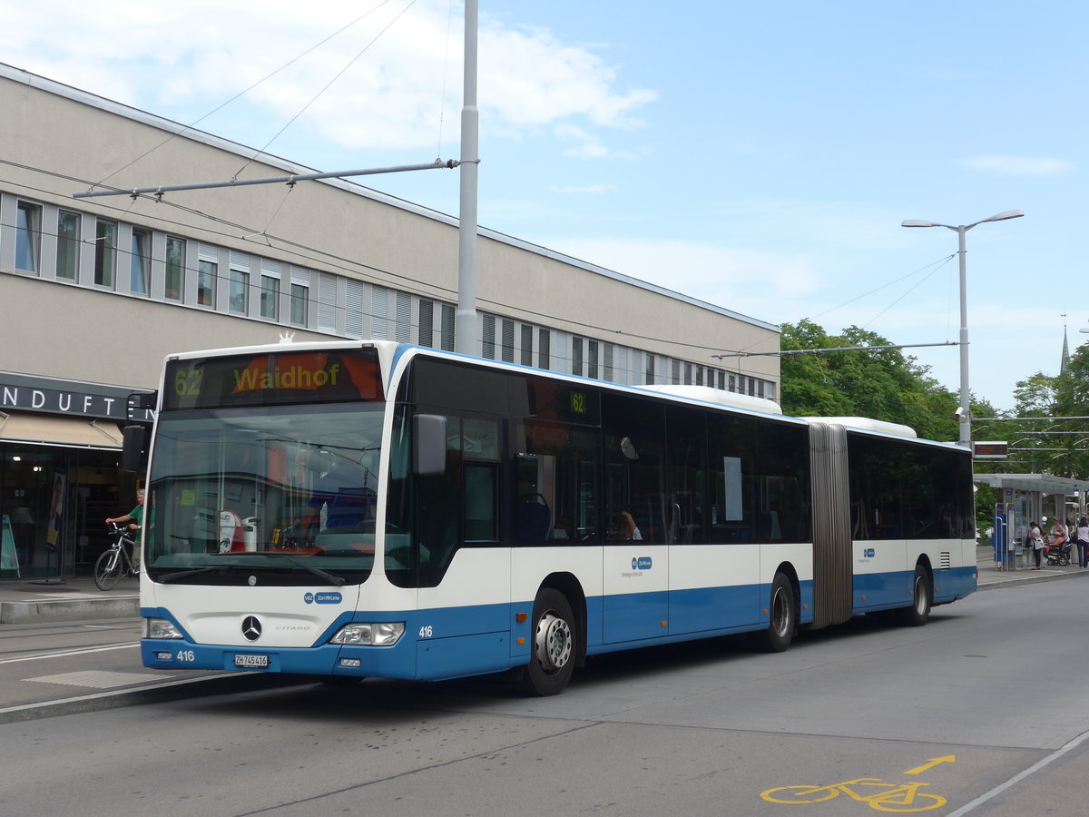(182'666) - VBZ Z�rich Nr. 416/ZH 745'416 - Mercedes am 3. August 2017 in Z�rich, Schwamendingerplatz