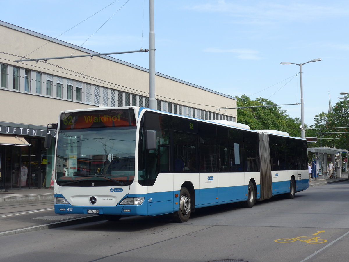 (182'672) - VBZ Z�rich - Nr. 417/ZH 745'417 - Neoplan am 3. August 2017 in Z�rich, Schwamendingerplatz