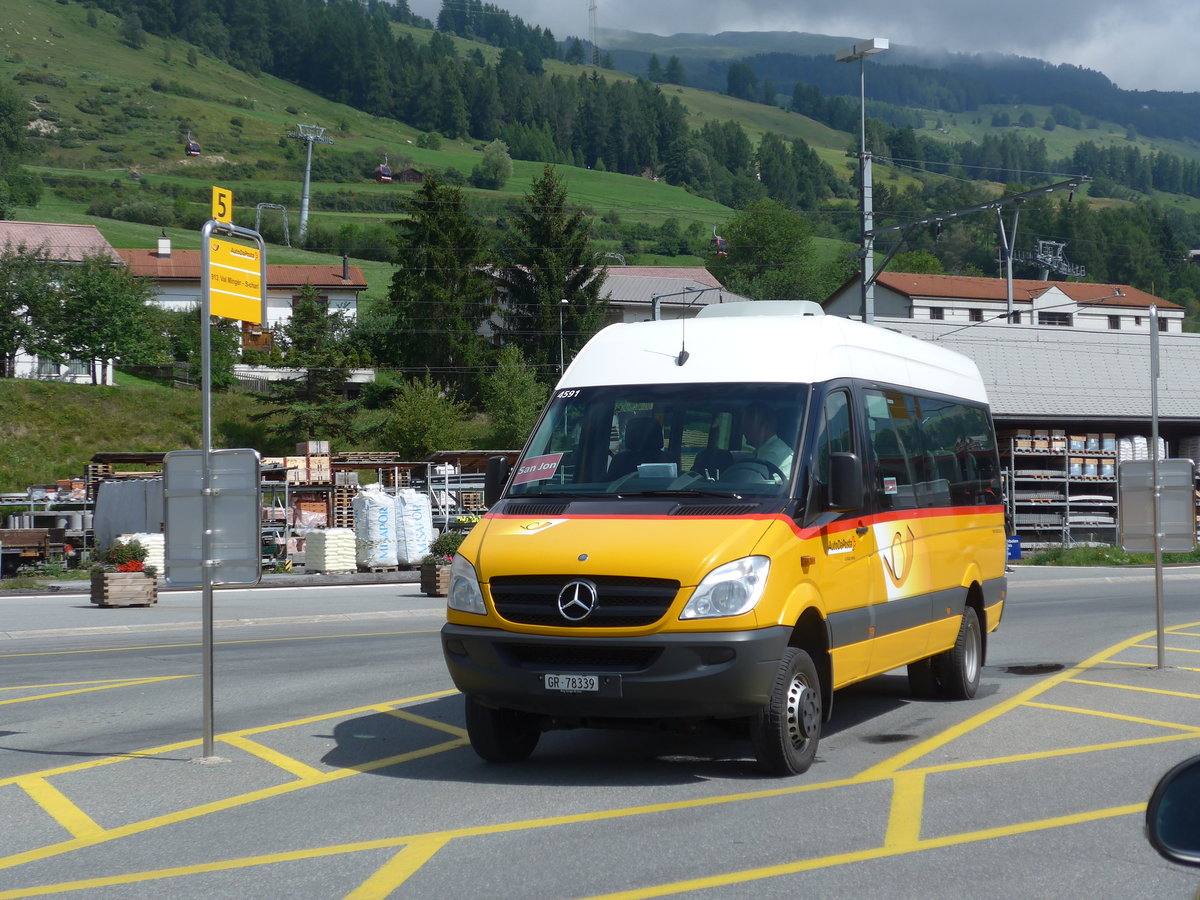 (182'715) - PostAuto Graub�nden - GR 78'339 - Mercedes (ex Graf, Brail) am 5. August 2017 beim Bahnhof Scuol-Tarasp
