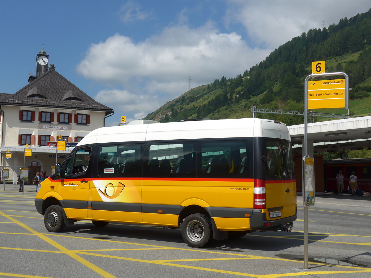 (182'716) - PostAuto Graub�nden - GR 78'339 - Mercedes (ex Graf, Brail) am 5. August 2017 beim Bahnhof Scuol-Tarasp