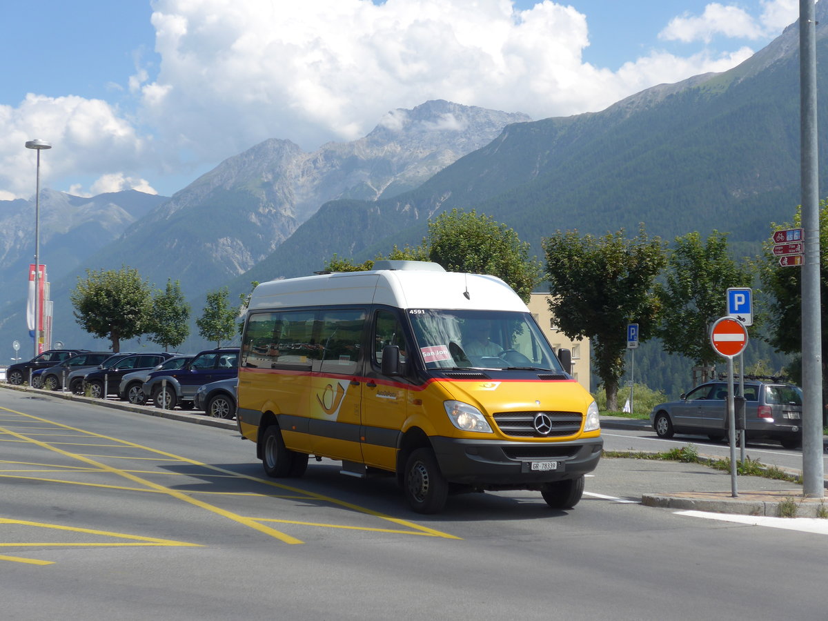 (182'765) - PostAuto Graub�nden - GR 78'339 - Mercedes (ex Graf, Brail) am 5. August 2017 beim Bahnhof Scuol-Tarasp