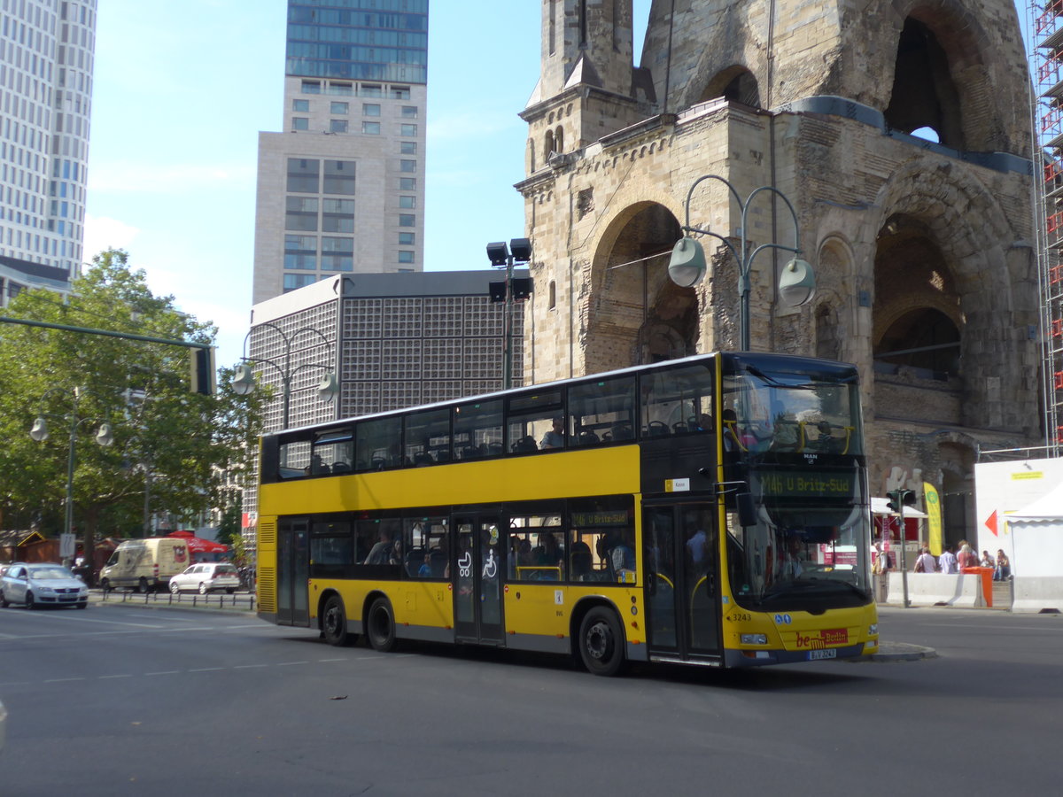 (183'214) - BVG Berlin - Nr. 3243/B-V 3243 - MAN am 9. August 2017 in Berlin, Kurf�rstendamm