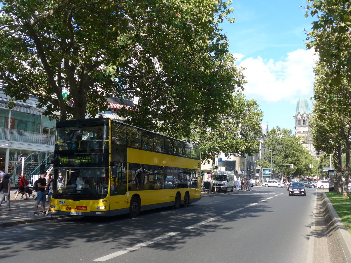 (183'231) - BVG Berlin - Nr. 3494/B-V 3494 - MAN am 9. August 2017 in Berlin, Kurf�rstendamm