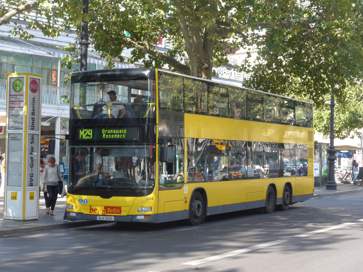 (183'239) - BVG Berlin - Nr. 3414/B-V 3414 - MAN am 9. August 2017 in Berlin, Kurf�rstendamm