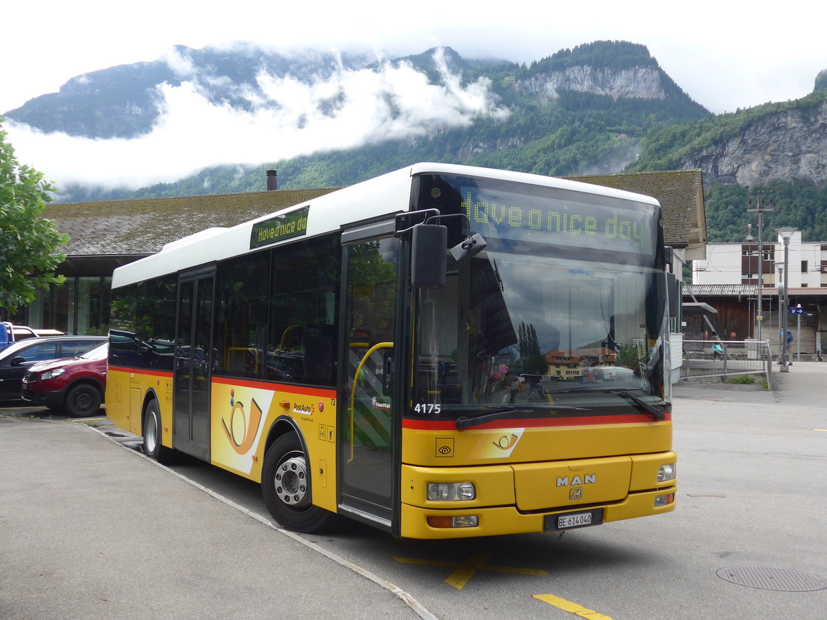 (183'535) - AVG Meiringen - Nr. 72/BE 614'040 - MAN/G�ppel am 19. August 2017 in Meiringen, Postautostation