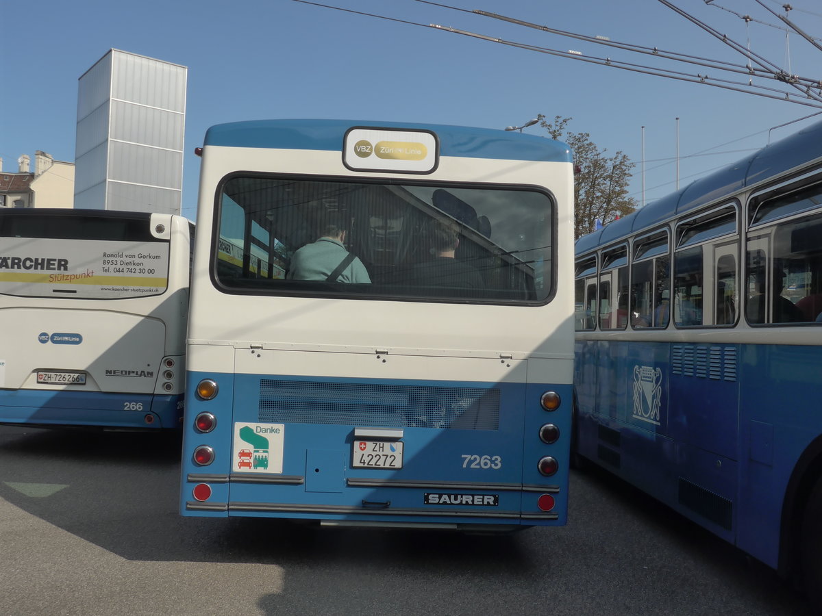 (183'699) - VBZ Z�rich - Nr. 7263/ZH 7263 - Saurer/R&J (ex Nr. 473; ex Nr. 9017; ex Nr. 263) am 20. August 2017 in Z�rich, Garage Hardau