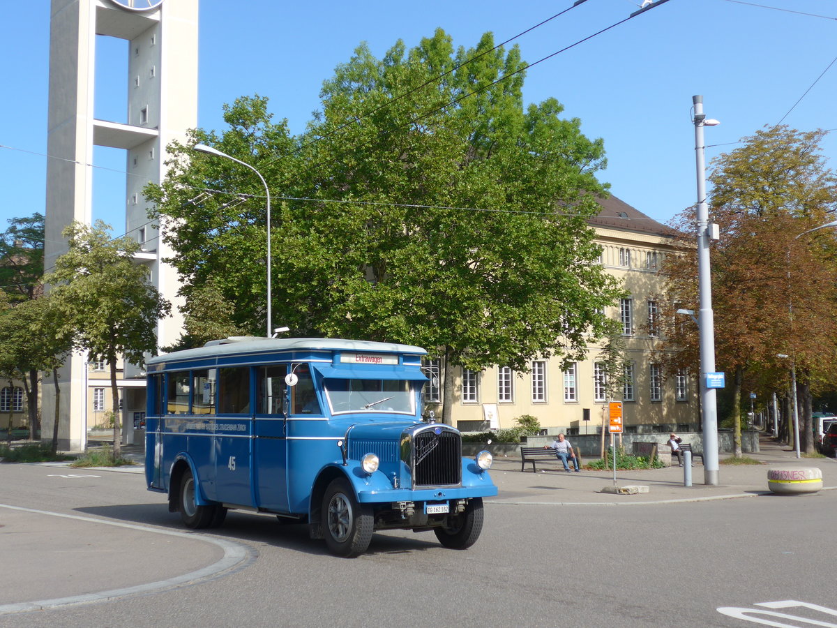 (183'706) - Oldtimer Club Saurer, Arbon - Nr. 45/TG 162'182 - Saurer/T�scher (ex VBZ Z�rich Nr. 45; ex Firma in Spreitenbach; ex VBZ Z�rich Nr. 245; ex VBZ Z�rich Nr. 45) am 20. August 2017 in Z�rich, Bullingerplatz
