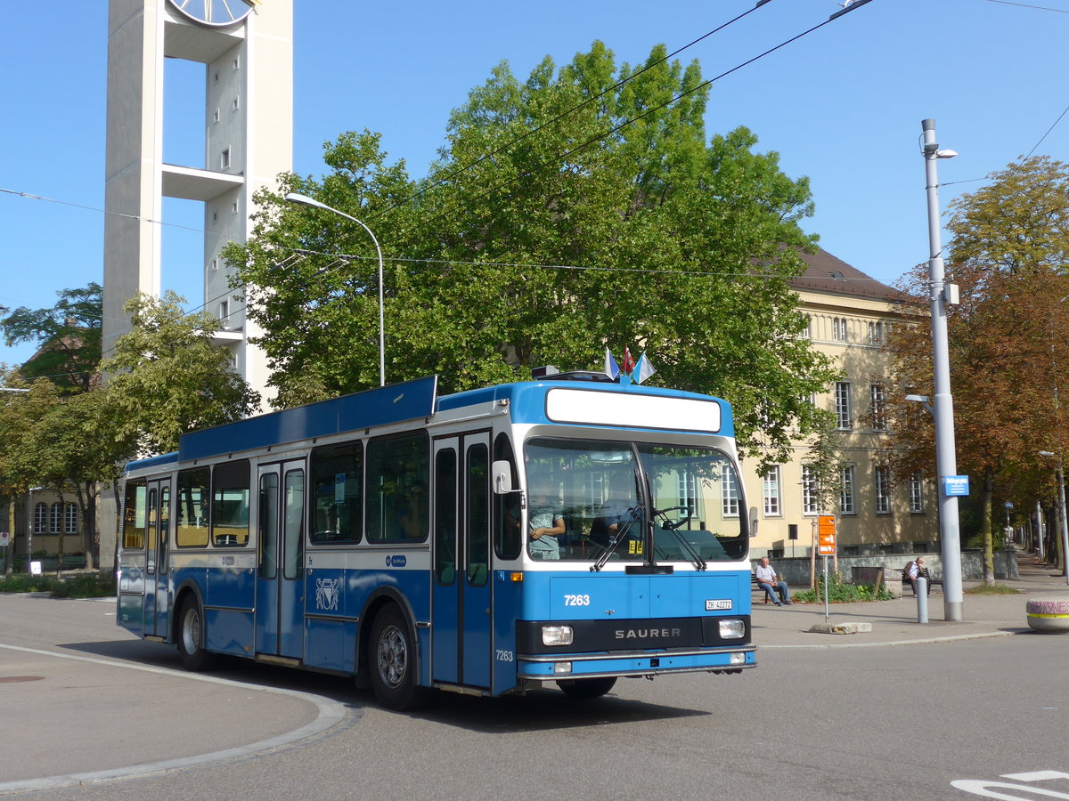 (183'709) - VBZ Z�rich - Nr. 7263/ZH 42'272 - Saurer/R&J (ex Nr. 473; ex Nr. 9017; ex Nr. 263) am 20. August 2017 in Z�rich, Bullingerplatz