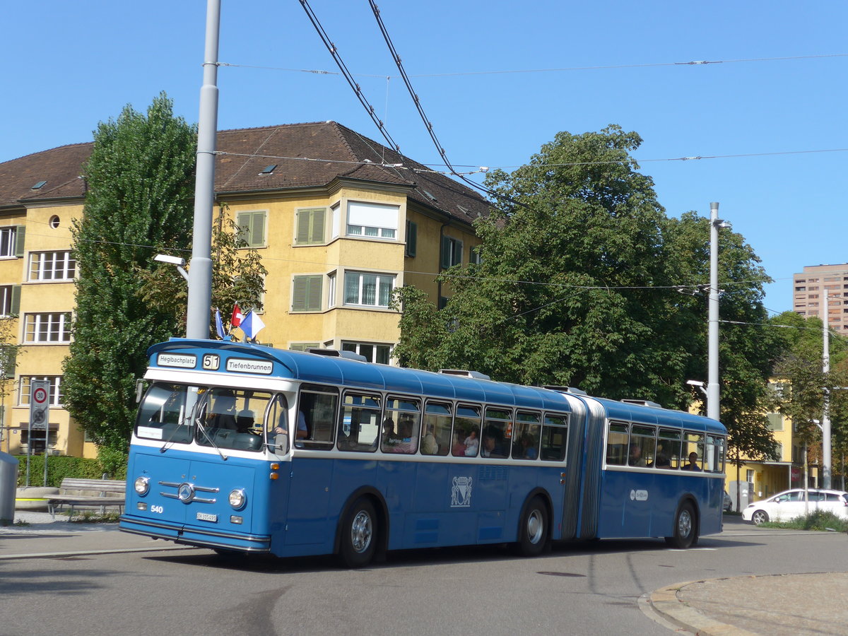 (183'711) - VBZ Z�rich (TMZ) - Nr. 540/ZH 315'491 - Saurer/Saurer (ex Nr. 7540; ex Nr. 540) am 20. August 2017 in Z�rich, Bullingerplatz