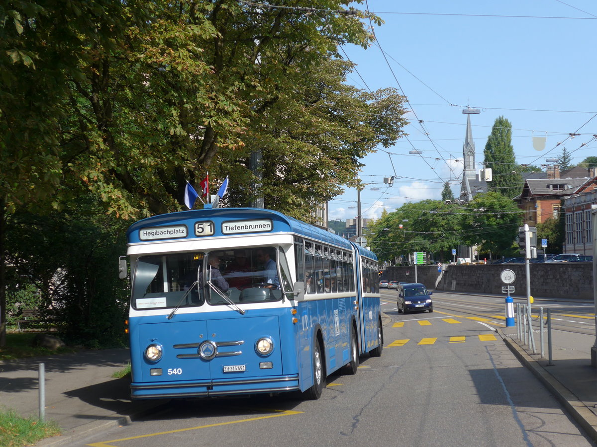 (183'716) - VBZ Z�rich (TMZ) - Nr. 540/ZH 315'491 - Saurer/Saurer (ex Nr. 7540; ex Nr. 540) am 20. August 2017 in Z�rich, Neumarkt