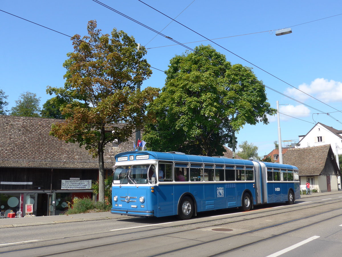 (183'720) - VBZ Z�rich (TMZ) - Nr. 540/ZH 315'491 - Saurer/Saurer (ex Nr. 7540; ex Nr. 540) am 20. August 2017 in Z�rich, Burgwies