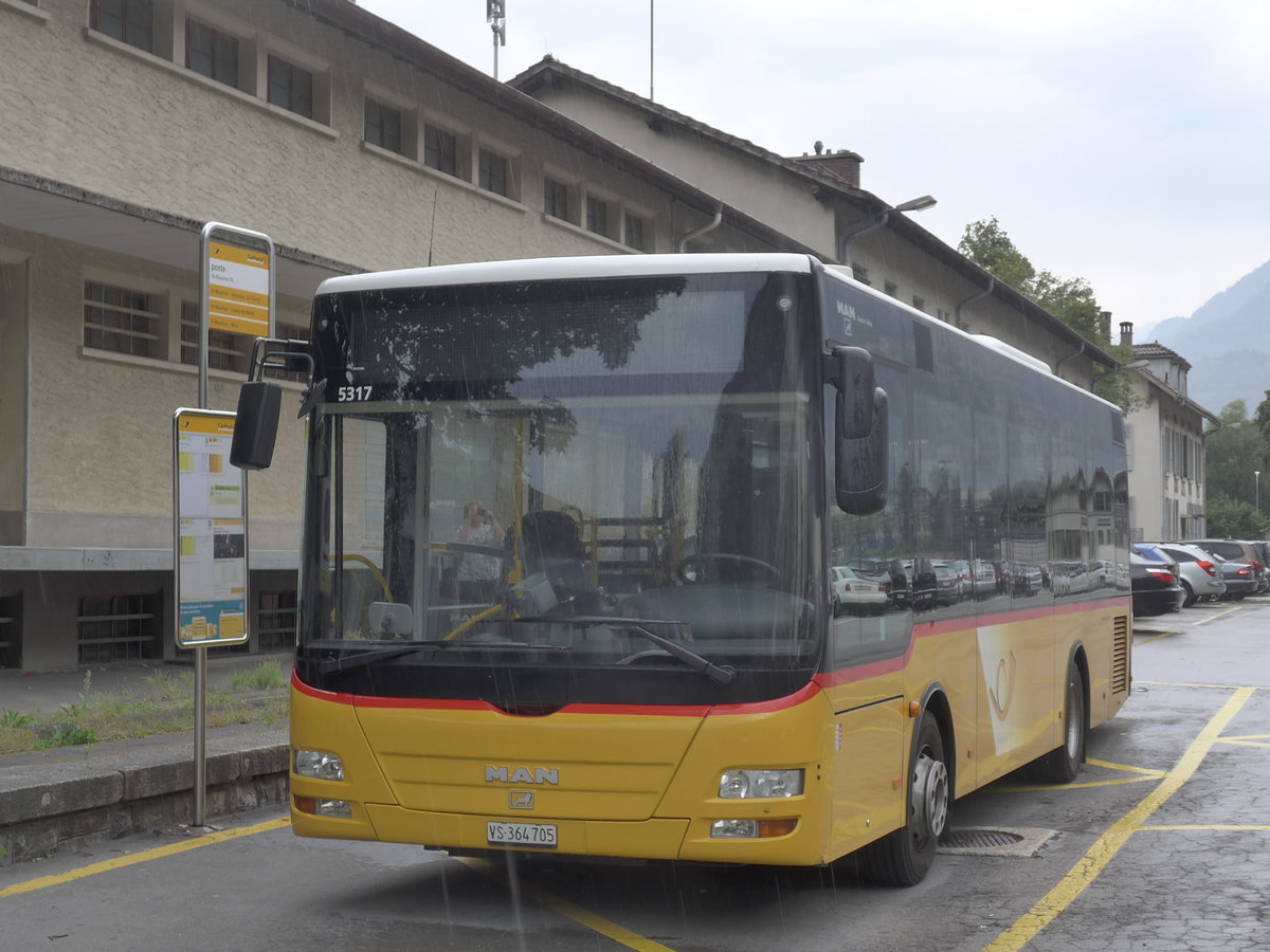 (184'012) - TPC Aigle - VS 364'705 - MAN/G�ppel (ex Evasion, St-Maurice) am 24. August 2017 in St-Maurice, Post