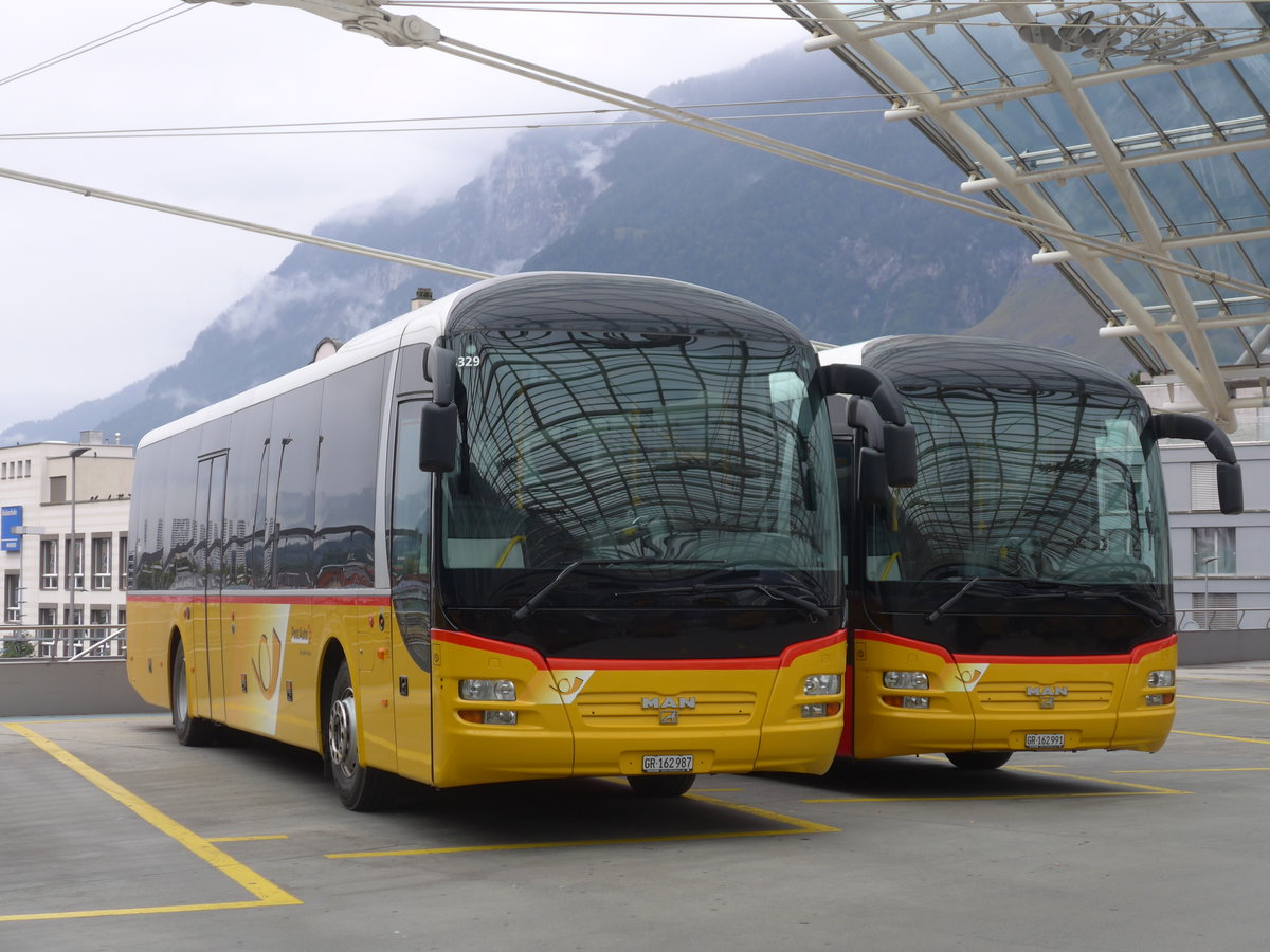 (184'773) - PostAuto Graub�nden - GR 162'987 - MAN am 16. September 2017 in Chur, Postautostation