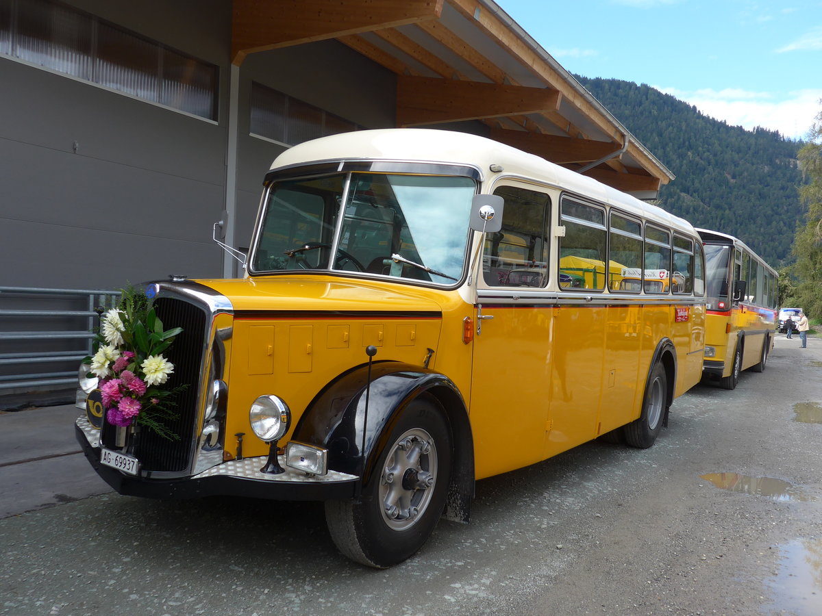 (184'999) - Bl�chlinger, Endingen - AG 69'937 - Saurer/T�scher (ex Dubach, Walde; ex Spescha, Andiast) am 16. September 2017 in Cazis, B�ndner Arena