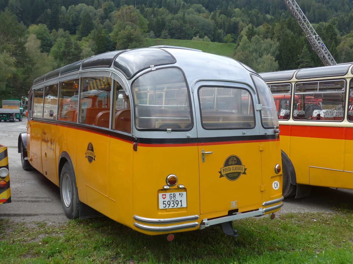 (185'024) - Castrischer, Trimmis - GR 59'391 - Saurer/Gangloff (ex Volkart, Zollikon; ex M+79'534; ex P 23'126; ex P 2193) am 16. September 2017 in Cazis, B�ndner Arena