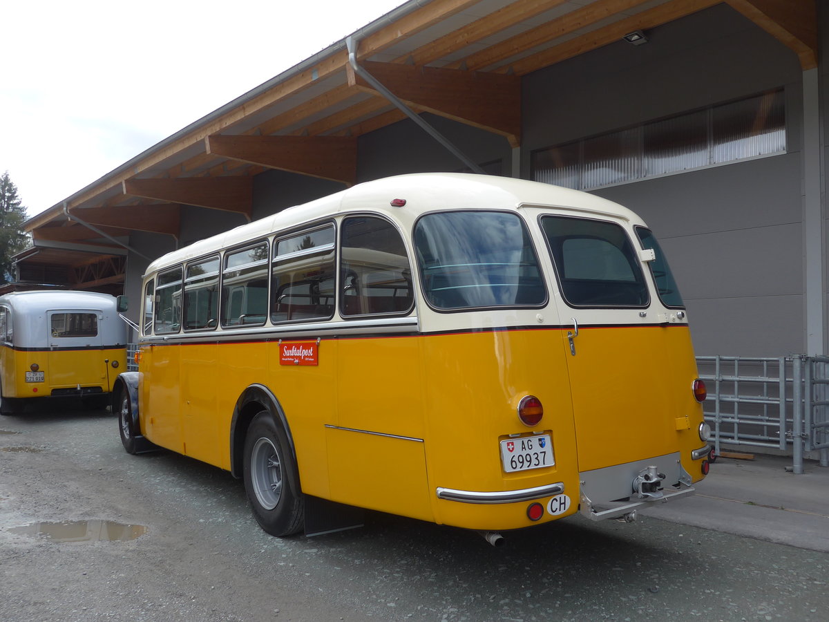 (185'030) - Bl�chlinger, Endingen - AG 69'937 - Saurer/T�scher (ex Dubach, Walde; ex Spescha, Andiast) am 16. September 2017 in Cazis, B�ndner Arena